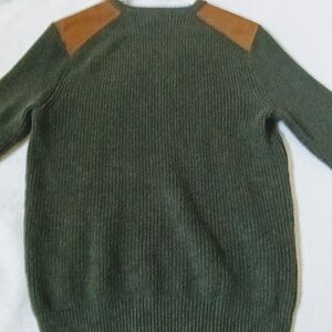 J. Crew Men's Large Olive Sweater with Tan Accents